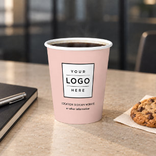 Branded Blush Pink Business Logo Paper Cups
