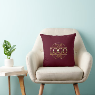 Branded Burgundy Corporate Company Business Logo Throw Pillow
