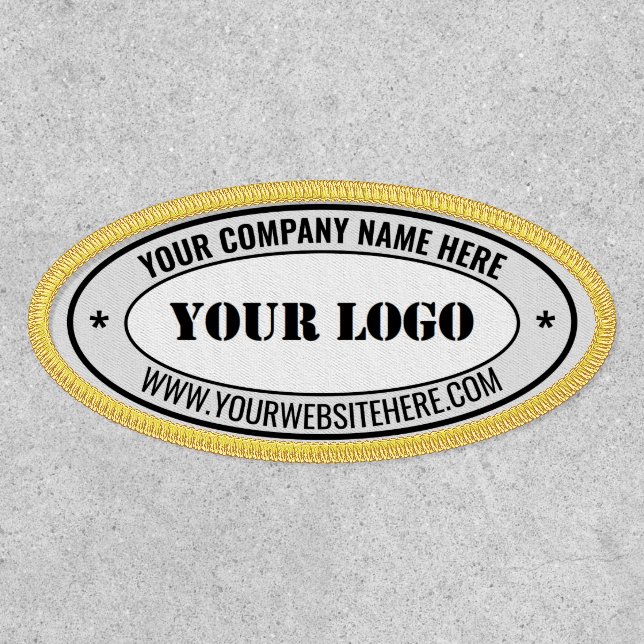 Branded Business Logo and Text Oval Patch Example (Front)