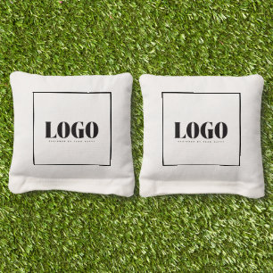 Branded Business Logo Black White Your Logo Here Cornhole Bags