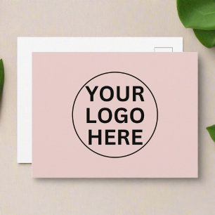 Branded Business Logo l Blush Pink Thank You Note Postcard