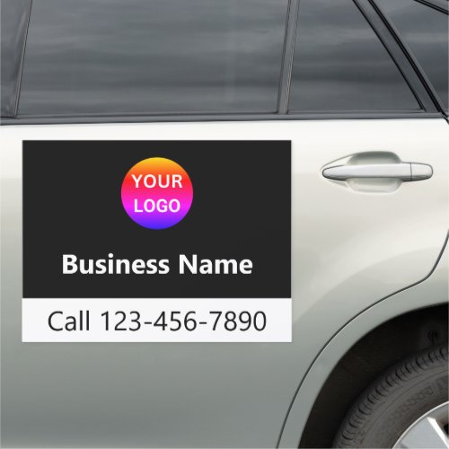 Branded Business Logo Phone Number Black Promo Car Magnet