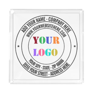 Branded Business Logo Text Acrylic Tray Example