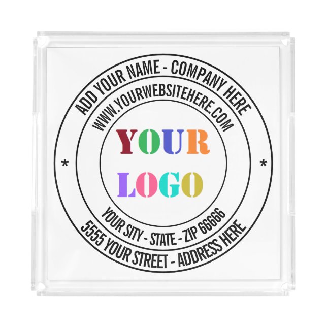 Branded Business Logo Text Acrylic Tray Example (Front)