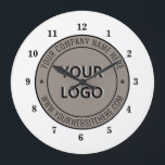 Branded Business Logo Text Company Clock Example<br><div class="desc">Custom Colors and Fonts - Design Your Own Personalized Clocks Example with Your Company Logo or Photo and Name Website or Custom Text Branded Promotional Business Wall Clock / Corporate Gifts - Add Your Logo - Image - Photo or QR Code / Name - Company / Website or other Information...</div>