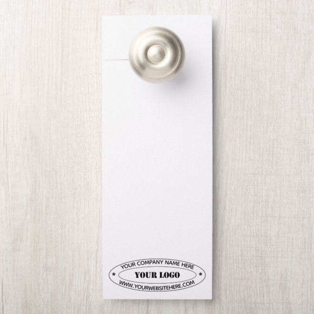 Branded Business Logo Text Door Hanger Example (On Knob)