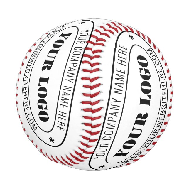 Branded Business Logo Text Personalized Baseball (Angled)
