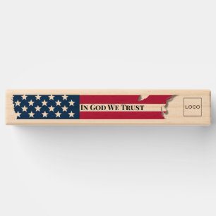 Branded Business Logo USA Flag Map Tumbling Timber Topple Tower
