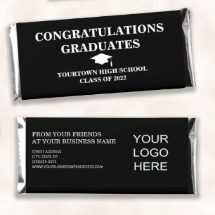 Branded Business Promotional Graduate Black White Hershey Bar Favors