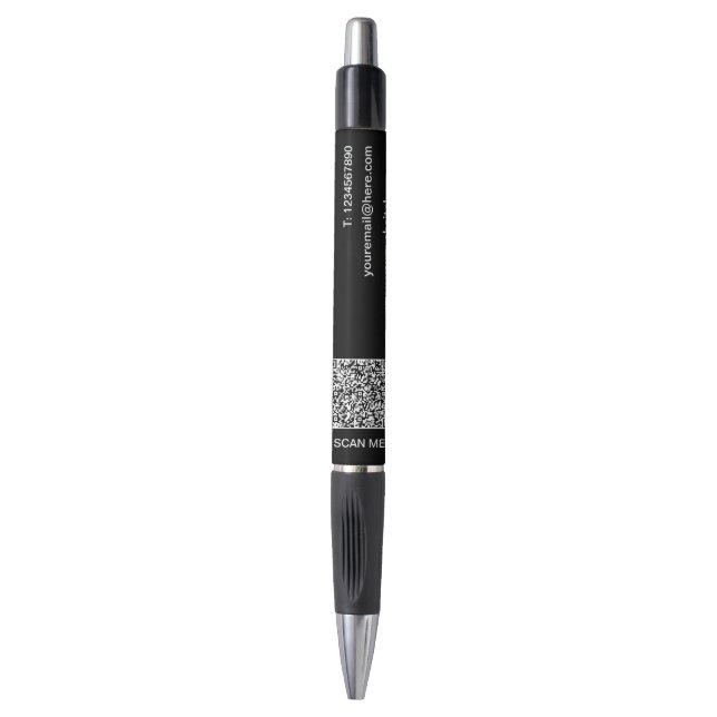 Branded Business QR Code Promotional Pen Example (Front Vertical)