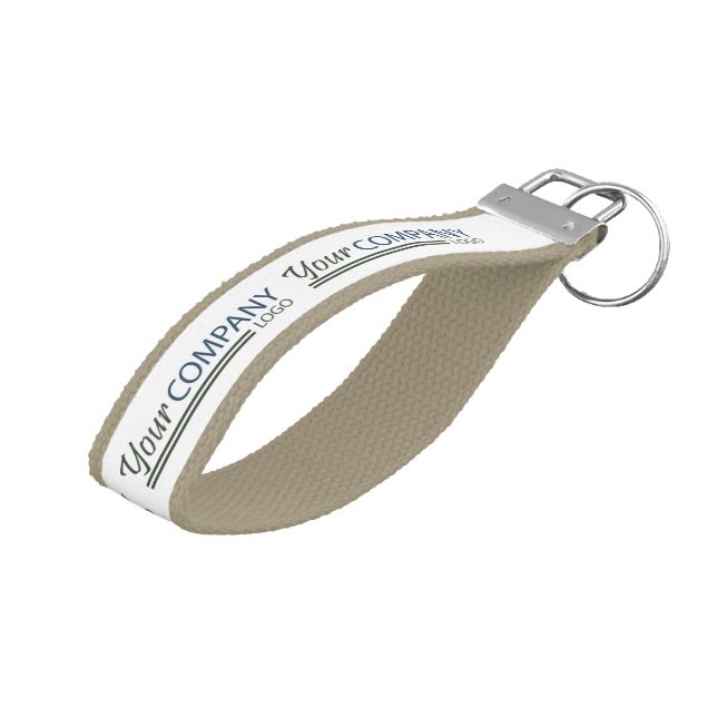 Branded Company Logo Building Entry Keys Wrist Keychain (Angled Up)