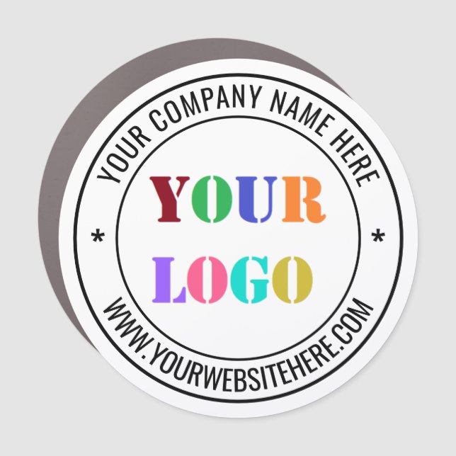 Branded Company Logo Text Round Car Magnet Example (Front)