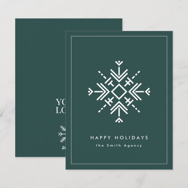 Branded Corporate Modern Snowflake Holiday Card (Front/Back)
