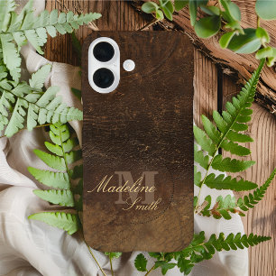 Branded Cowhide Faux Leather iPhone 16 Case