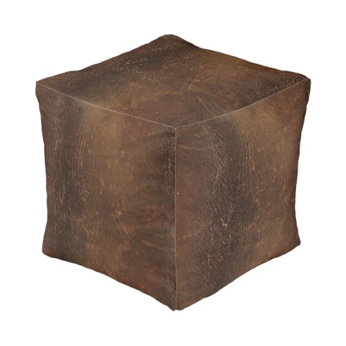 Branded Cowhide Faux Leather Pouf