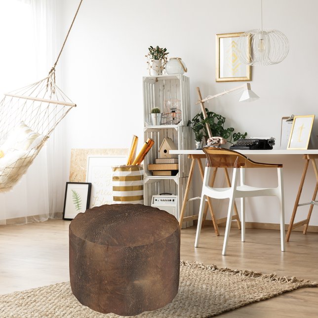 Branded Cowhide Faux Leather Pouf (Creator Uploaded)