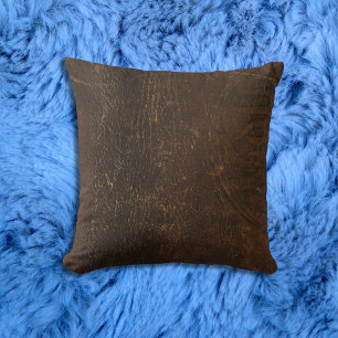 Branded Cowhide Faux Leather Throw Pillow