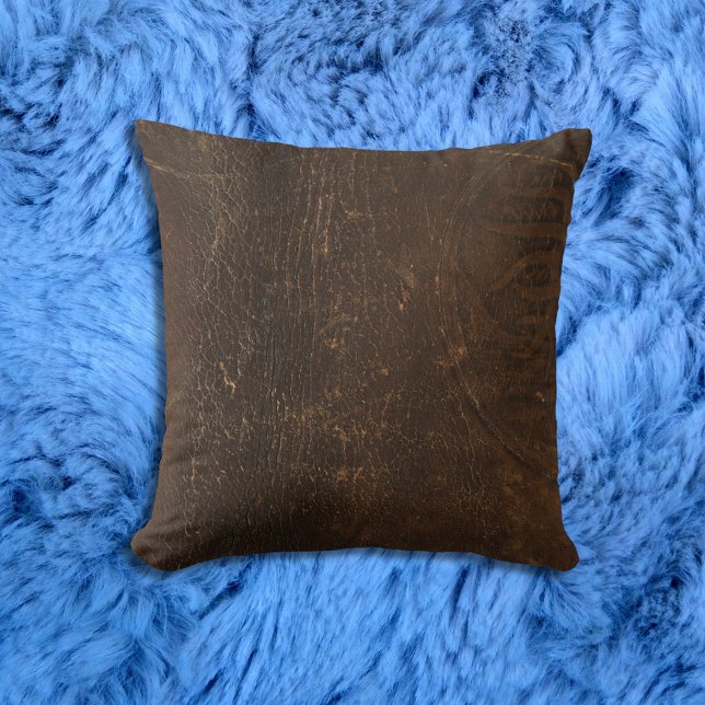 Branded Cowhide Faux Leather Throw Pillow (Creator Uploaded)