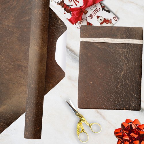 Branded Cowhide Faux Leather Wrapping Paper