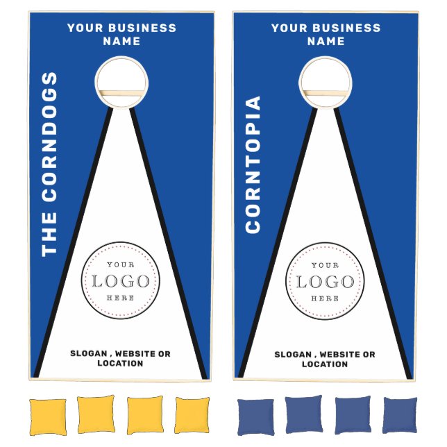Branded Custom Business Logo Fun Blue  Cornhole Set (Set)