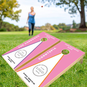 Branded Custom Business Logo Fun Pink Cornhole Set