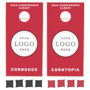 Branded Custom Business Logo Fun Red Cornhole Set