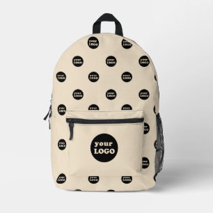 Branded Custom Business Logo Pattern Beige Printed Backpack