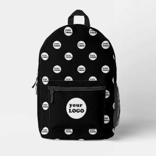 Branded Custom Business Logo Pattern Black Printed Backpack