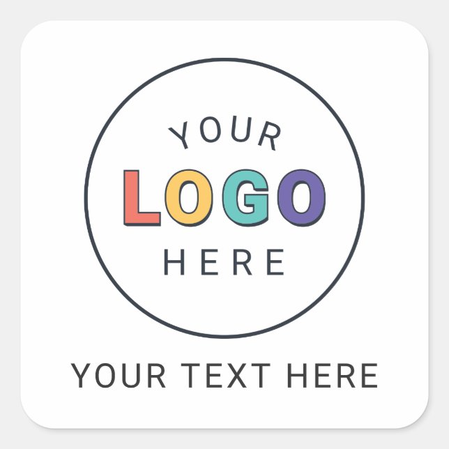 Branded Custom Logo and Text Business Square Sticker (Front)
