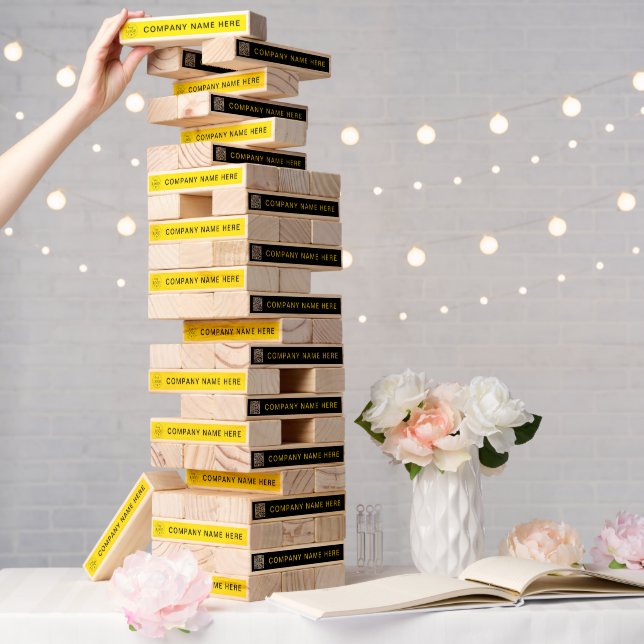Branded Giant Topple Tower Game with QR Code (Wedding)