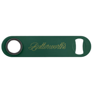 Branded Green & Gold Monogram Initial Bar Key
