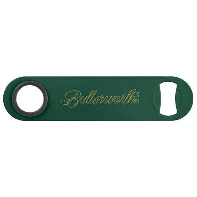 Branded Green & Gold Monogram Initial  Bar Key (Front (Horizontal))