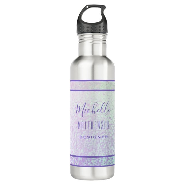 Branded Holographic Professional Chic Business Stainless Steel Water Bottle (Front)