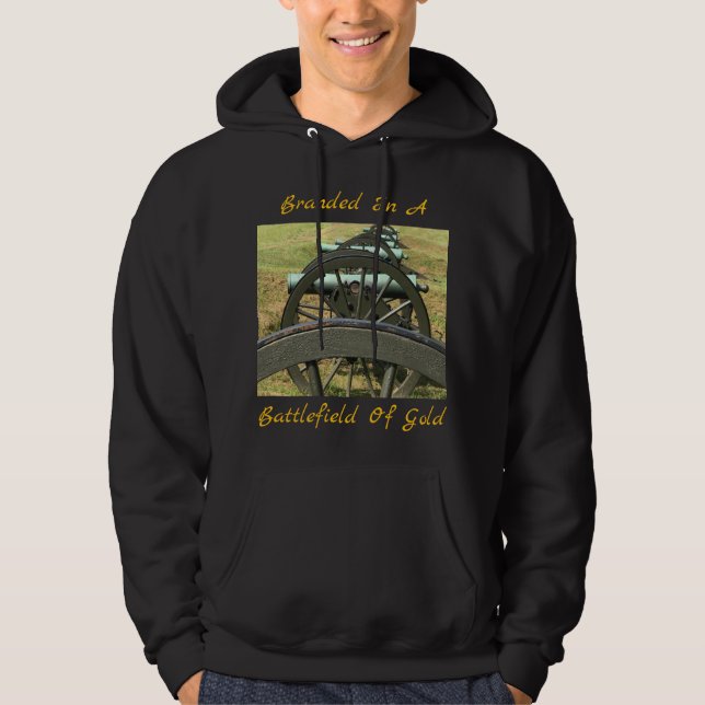 Branded In A Battlefield Of Gold Black Hoodie Mens (Front)
