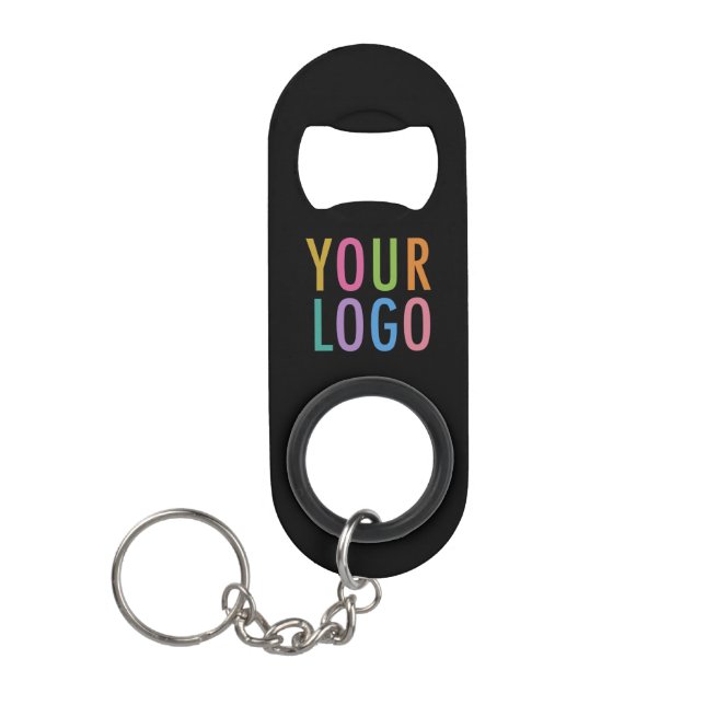 Branded Keychain Bottle Opener with Company Logo (Front)