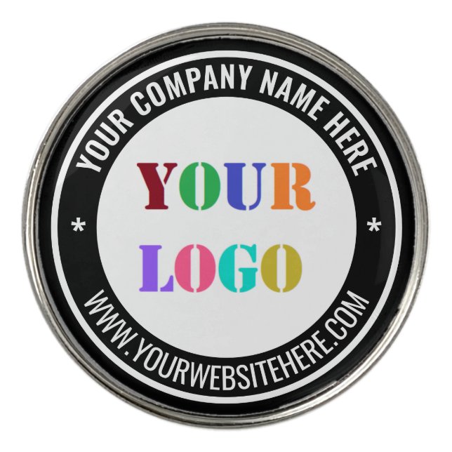 Branded Logo Info Text Golf Ball Markers Example (Front)