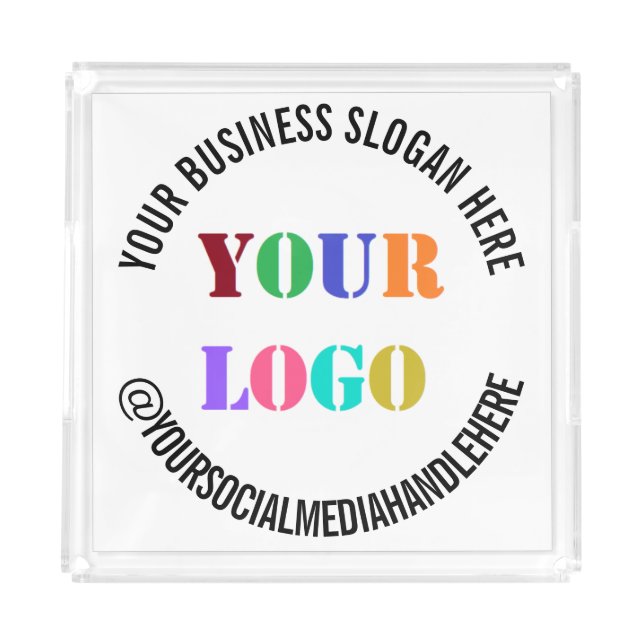 Branded Logo Social Media Acrylic Tray Example (Front)