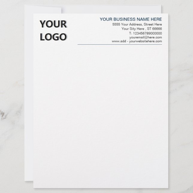 Branded Logo Text Info Business Letterhead Example (Front)