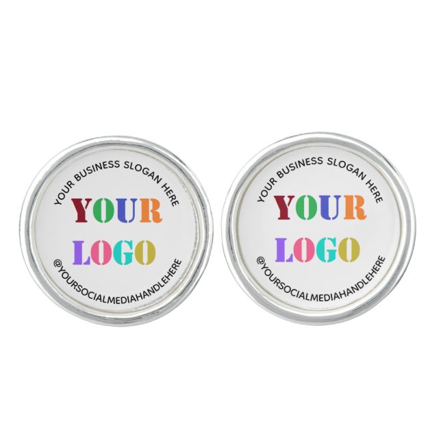 Branded Logo Text Promotional Business Cufflinks  (Front)
