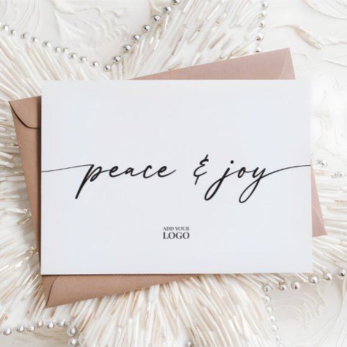 Branded Modern Peace  Joy Holiday Christmas Card