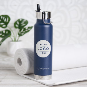 Branded Navy White Circle Logo Water Bottle