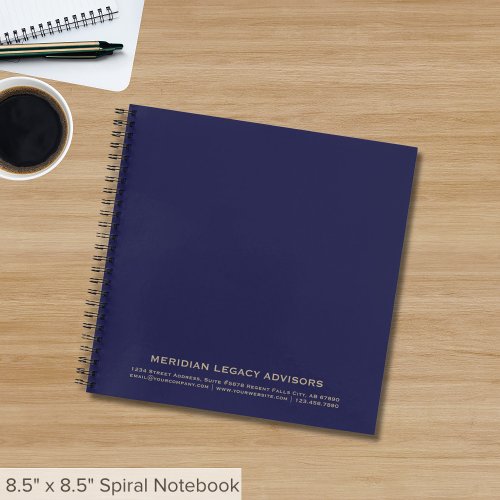 Branded Notebook Navy and Blue Typographic Design
