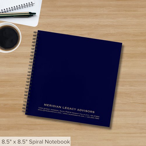 Branded Notebook Navy and Blue Typographic Design