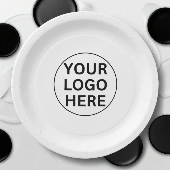 Branded Promotional Business Logo Black & White  Paper Plates (Creator Uploaded)