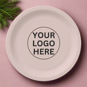 Branded Promotional Business Logo Blush Pink  Paper Plates