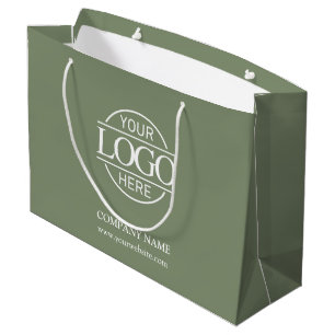 Branded Sage Green Business Logo Promotional Large Gift Bag