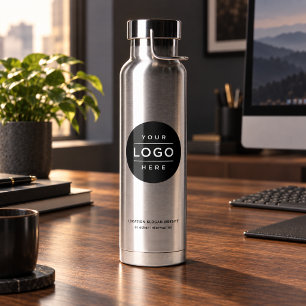 Branded Stainless Steel Circle Logo Water Bottle