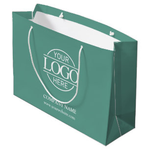 Branded Teal Green Business Logo Promotional Large Gift Bag