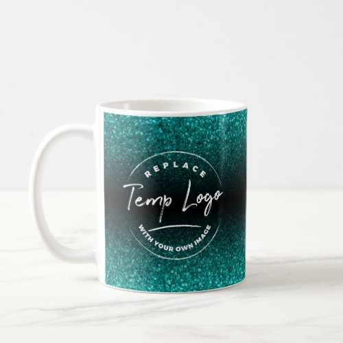 Branded w Your Corporate Logo Teal  Black Ombre Coffee Mug