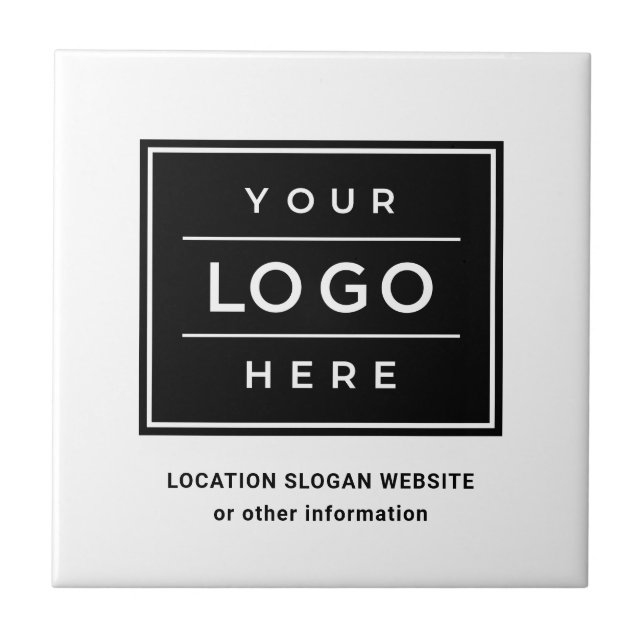 Branded White Business Logo Decorative Ceramic Tile (Front)